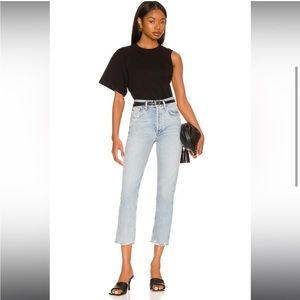 Agolde Riley High Rise Straight Crop Jeans Zephyr 29 Raw Hem Organic Cottton